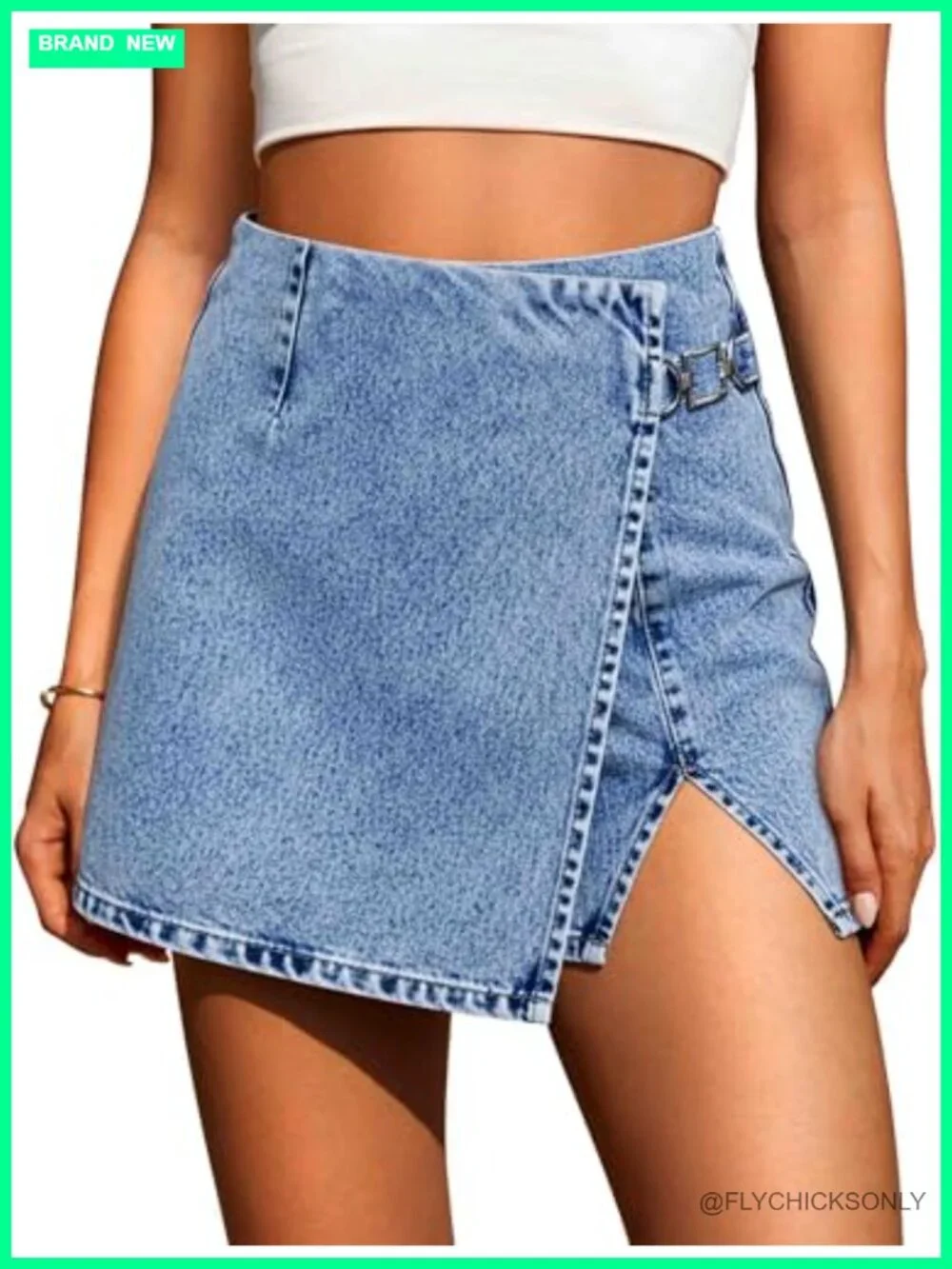 Stretchy High Waisted Denim Skort 3
